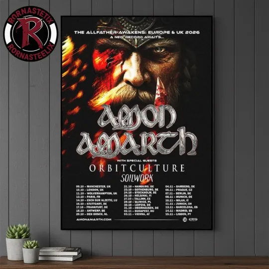 Amon Amarth The Allfather Awakens Europe And UK 2026 Tour Schedule Poster