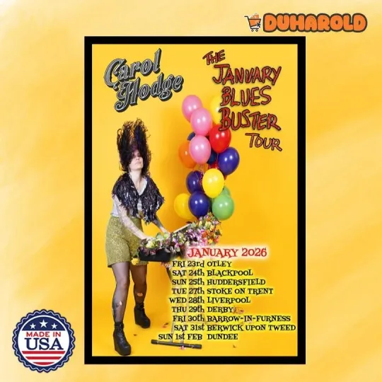 Discover Carol Hodge The January Blues Buster Tour 2026 Poster Home Decor, Wall Art
