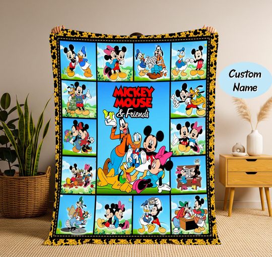 Discover Personalized Mickey Clubhouse Fleece Blanket, Mickey and Friends Blanket, Disney Mickey Clubhouse Blanket