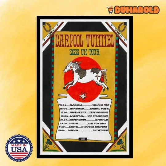 Discover Carpool Tunnel 2026 UK Tour Poster Home Decor, Wall Art, Fan Gift