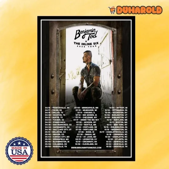 Discover Benjamin Tod And The Inline Six Tour 2026 Poster Home Decor, Wall Art
