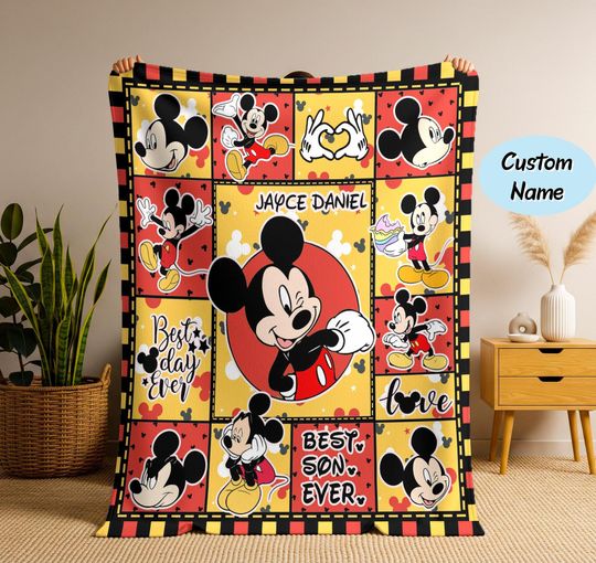 Discover Personalized Disney Mickey Fleece Blanket, Mickey Mouse Blanket, Mickey Blanket Chirstmas Gift, Cartoon Fleece Blanket, Magic Kingdom Blanket
