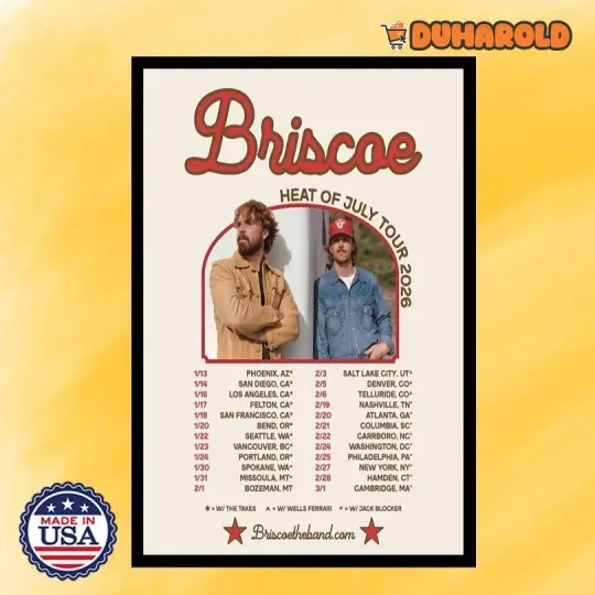 Discover Briscoe Heat Of July Tour 2026 Poster Home Decor, Wall Art, Fan Gift