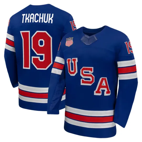 Discover Men's #19 Tkachuk Royal 2026 Home Replica Hockey Jersey