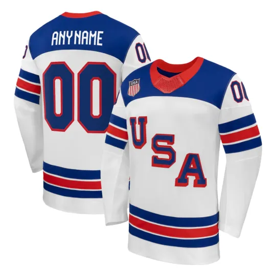 Discover Custom Men's White 2026 Away Replica All Stitched Hockey Jersey Sz S-6XL