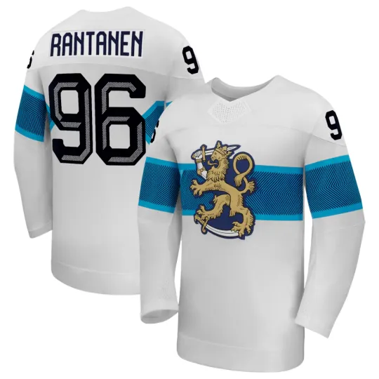 Discover Men's #96 Rantanen White 2026 Away Replica All Stitched Hockey Jersey Sz S-6XL