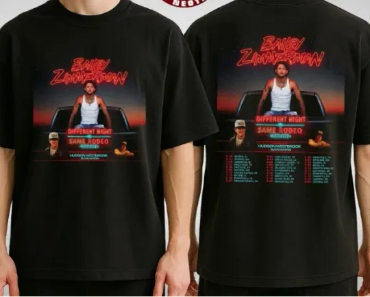 Discover Bailey Zimmerman Different Night Same Rodeo Tour 2026 Two Sides Unisex T-Shirt