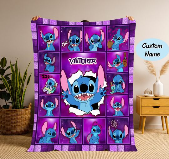 Discover Personalized Stitch Blanket Lilo Stitch Blanket Stitch Birthday Gifts Angel Stitch Christmas Gifts for Kid, Christmas Gift