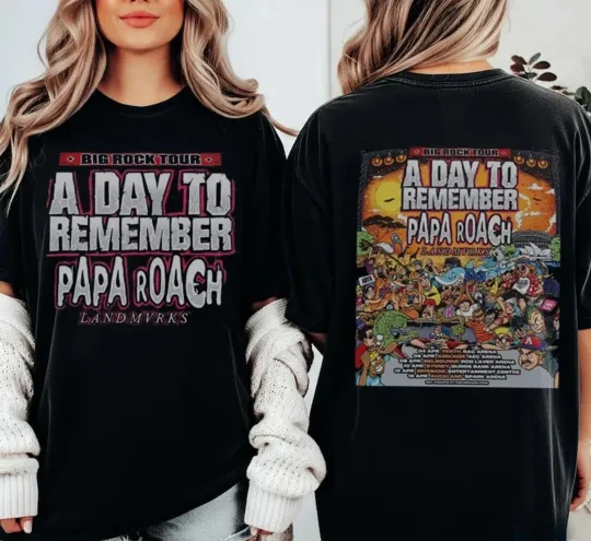 Discover ADTR Papa Roach Landmvrks 2026 Tour Two Sided Rock Inspired T-Shirt