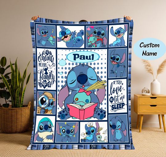 Discover Personalized Stitch Blanket, Custom Name Lilo And Stitch Blanket, Stitch Birthday Gifts, Stitch Blanket Gifts For Kids, Christmas Gift