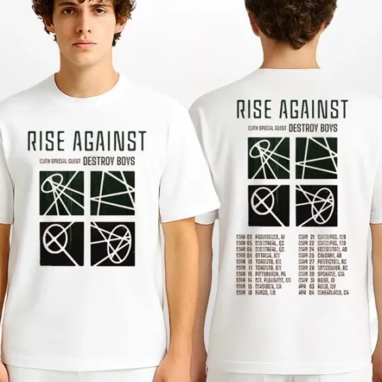 Rise Against 2026 Tour Poster Tee USA Canada Destroy Boys 2-Side Shirt