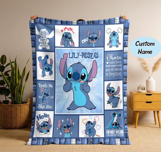 Discover Personalized Disneyland Stitch Blanket, Disneyland Lilo And Stitch Blanket 2025, Stitch Birthday Gift, Disneyland Stitch Christmas 2025