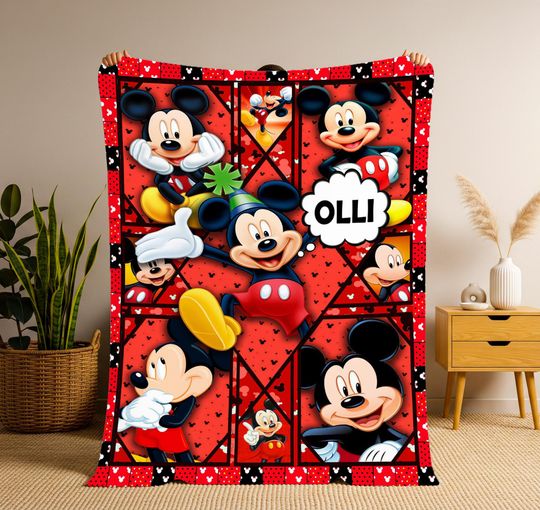 Discover Personalized Mickey Mouse Blanket, Mickey Blanket, Mickey Mouse Birthday Gifts, Disneyland Mickey Blanket, Christmas Blanket, Christmas Gift