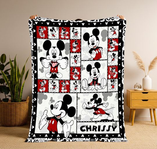 Discover Personalized Mickey Mouse Blanket, Mickey Blanket, Mickey Mouse Birthday Gifts, Disneyland Mickey Blanket, Christmas Gift Blanket