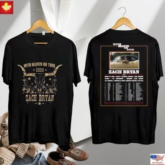Discover Zac Bryan With Heaven On Tour 2026 T-Shirt, Zac Bryan Bull Skull Shirt