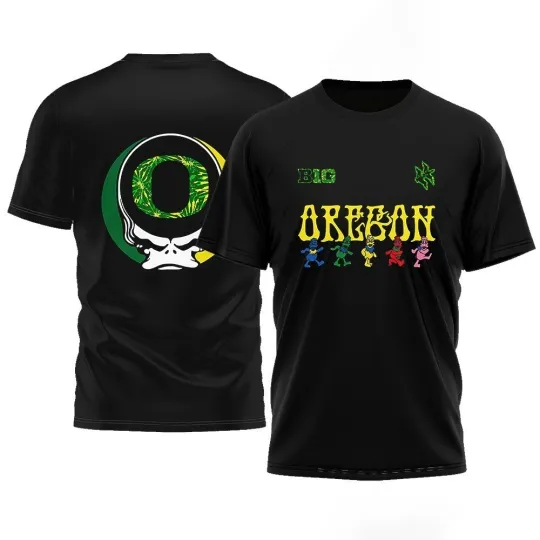 Grateful Dead x Oregon Duck Mascot Parody Logo Double-Sided T-Shirt