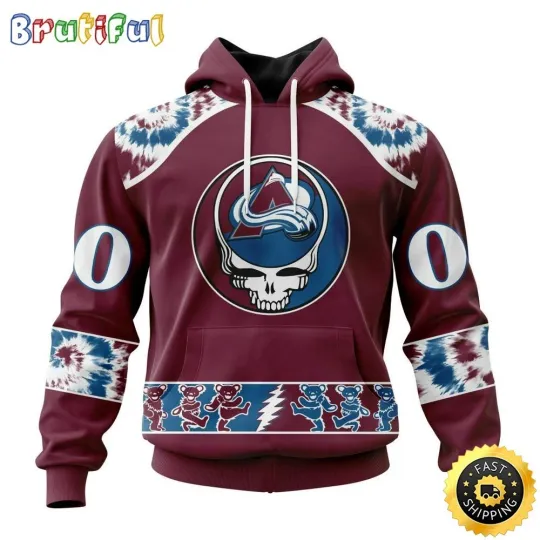 Discover Colorado Avalanche Grateful Hockey Dead Skull All Over Print 3D Hoodie