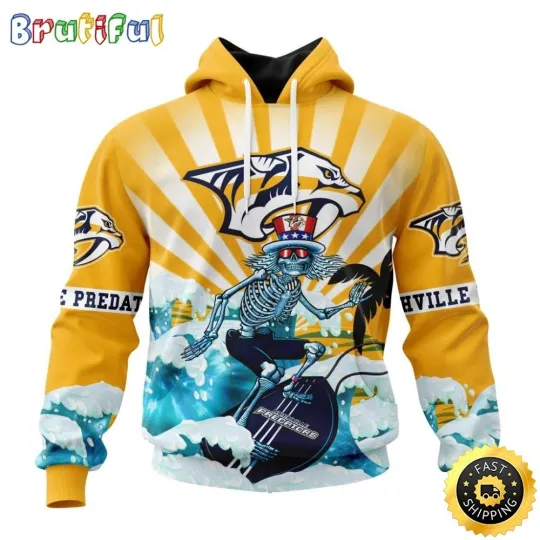 Discover Nashville Predators Grateful Hockey Dead Skull All Over Print 3D Hoodie