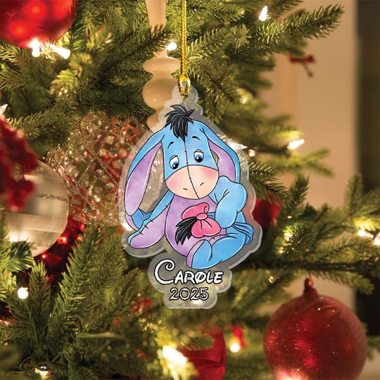 Personalized Eeyore Christmas Ornament, Custom Name Xmas Gift
