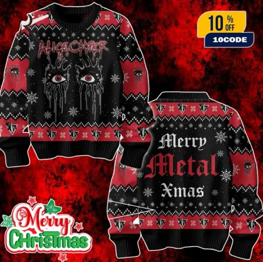 Discover Alice Cooper Ugly Christmas Sweater Merry Metal Xmas Pullover
