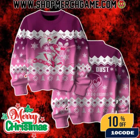 Discover Hazbin Hotel Angel Dust Ugly Christmas Sweater BGD crime Cartoon Holiday