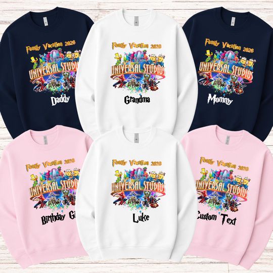 Personalized Universal Studios Family Vacation 2026 Sweatshirt