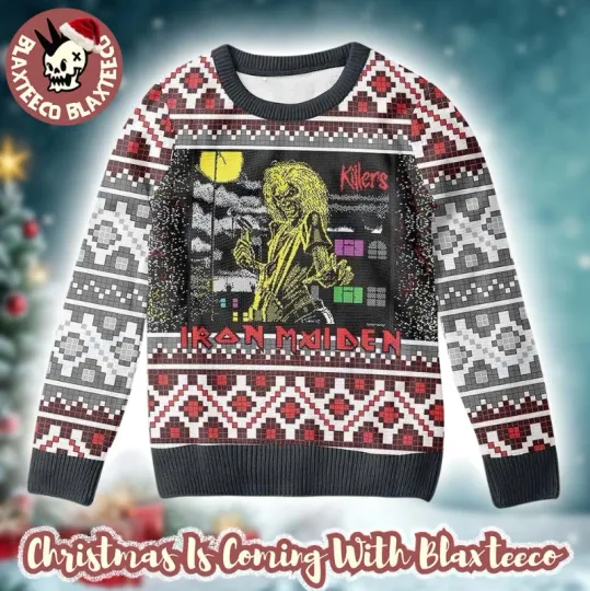 Iron Maiden Killers Album Cover Signature Eddie Holiday 2025 Ugly Sweater
