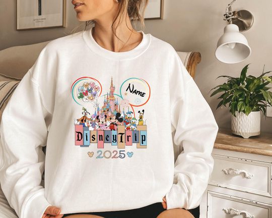Discover Custom Name Disney Trip 2025 Mickey Disney Family Vacation Mickey and Friends Sweatshirt, Disney Family Matching Gift, Disneyworld Matching