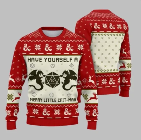 Discover 2025 Christmas DND Have Yourself A Merry Little Crit-Mas Ugly Sweater