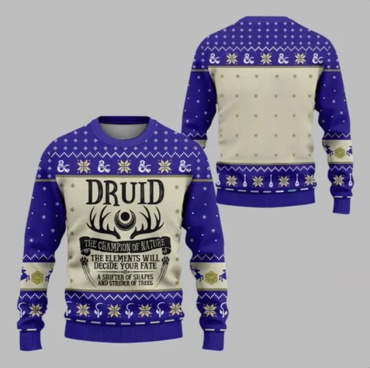 Discover 2025 Christmas DnD Druid The Champion Of Nature Ugly Sweater