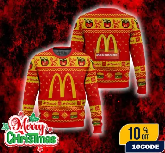 Discover Mcdonalds Ugly Christmas Sweater Red And Yellow Pattern