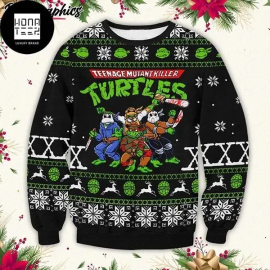 TMNT Teenage Mutant Ninja Turtles Horror Halloween Mask Ugly Christmas Sweater