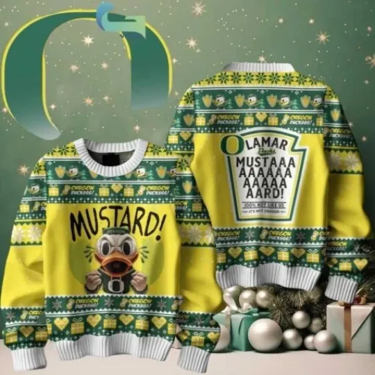 Oregon Mustard Kendrick Lamar Ducks Christmas Ugly Christmas Sweater