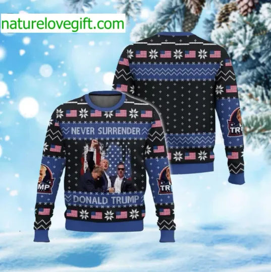 Discover Never Surrender Donald Trump Ugly Christmas Sweater