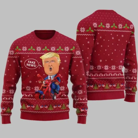 Discover Trump Fake News Ugly Christmas Sweater