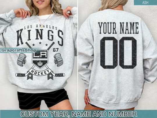 Personalized Los Angeles Kings Sweatshirt, Los Angeles Kings crewneck, Los Angeles Hockey shirt, Custom Hockey Shirt, Hockey Number Shirt