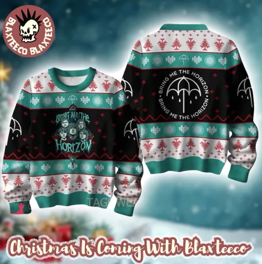 Bring Me The Horizon Band Illustrator Umbrella Signature Ugly Christmas Sweater