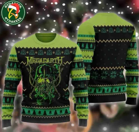 Megadeth Darth Vic Neon Green Gift Ugly Sweater