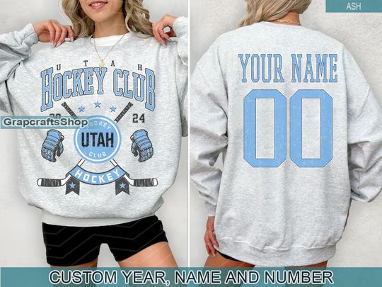 Discover Personalized Utah Mammoth Sweatshirt, Utah Mammoth crewneck, Utah Hockey shirt, Custom Hockey Shirt, Hockey Number Shirt