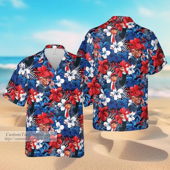 Discover President Trump Hawaiian Shirt and Shorts Set Patriot 4th July
