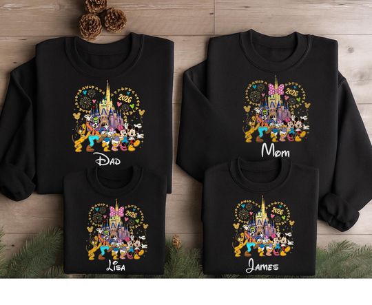 Discover 2026 Custom Mickey and Friends Family Sweatshirt, Disney Matching Group Sweatshirts, Personalized Disneyland Trip