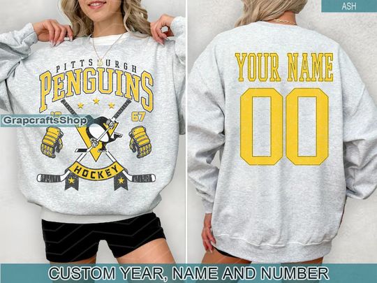 Discover Personalized Pittsburgh Penguins Sweatshirt, Pittsburgh Penguins crewneck, Pittsburgh Hockey shirt, Custom Hockey Shirt, Hockey Number Shirt