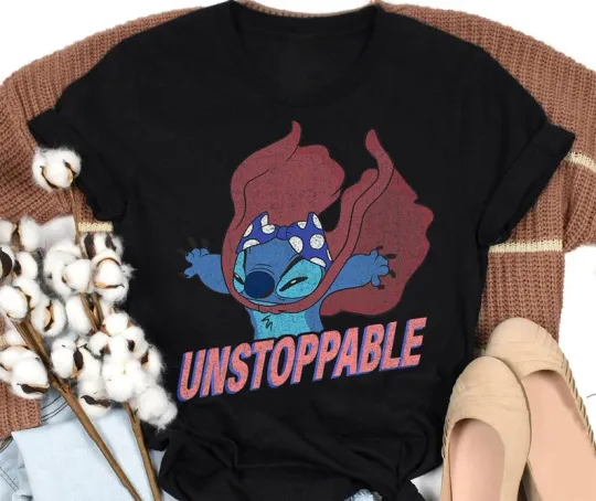 Discover Disney Stitch Black T-Shirt , Unstoppable