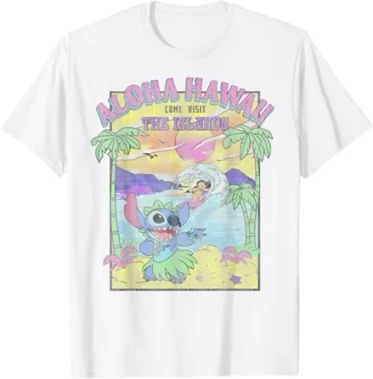 Discover Disney Lilo & Stitch Aloha Hawaii Come Visit The Islands T-Shirt Size S - 5XL