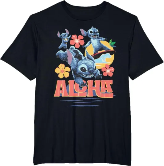 Discover Disney Lilo And Stitch Tropical Aloha Black T-Shirt
