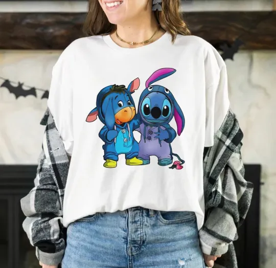 Discover Disney Eeyore And Stitch Best Friends White T-Shirt