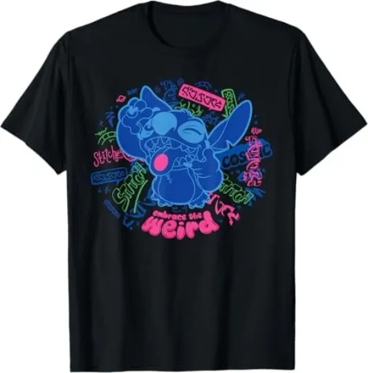 Discover Disney Stitch Embrace The Weird Freestyle Alien Street Tags T-Shirt Size S - 5XL