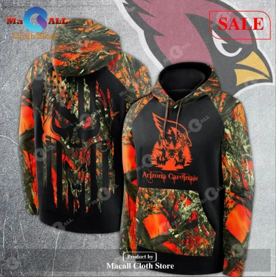 Arizonna Cardinals Skull Camouflage Football Hunting Aop Hoodie 3D