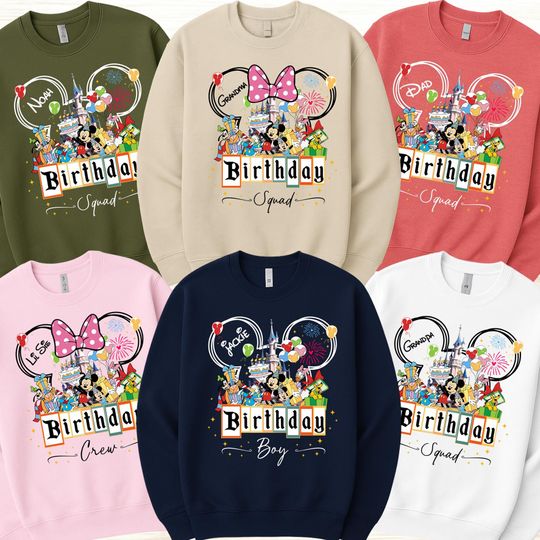 Discover Personalized Disney Birthday Sweatshirt, Matching Family Birthday Sweatshirt, Custom Disney Sweatshirt, Disney Birthday Girl Boy Sweatshirt