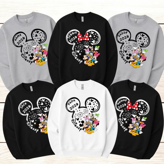 Discover Personalized Disney Family Trip 2026 Sweatshirt, Matching Group Disney Sweatshirt, Custom Minnie Mickey Family Vacation Sweatshirt